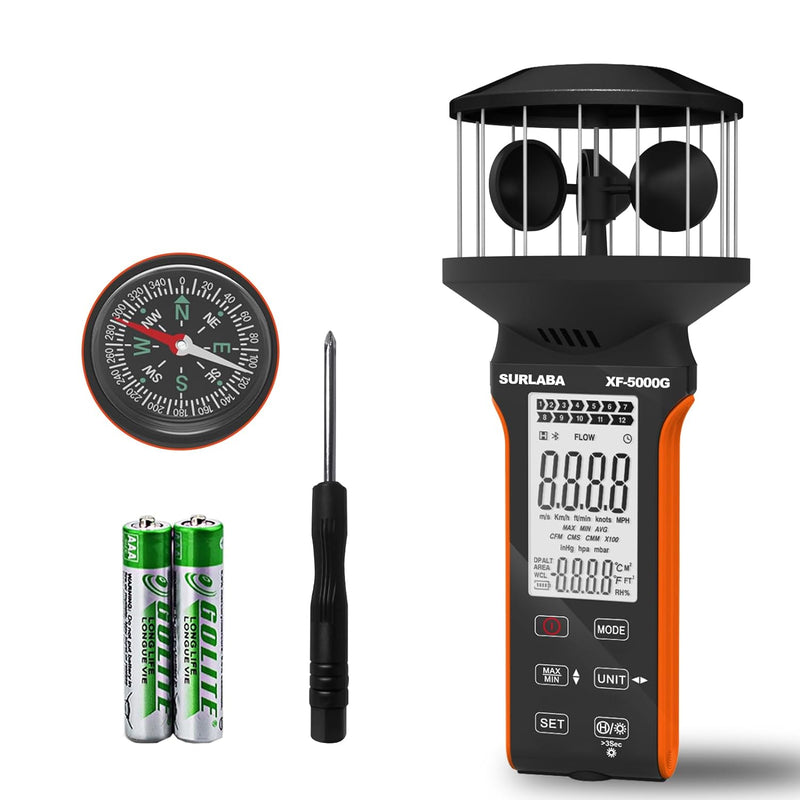 SURLABA Digital Cup Windmesser, Air Flow CFM Anemometer XF-5000G Misst MAX/MIN Luftgeschwindigkeit (