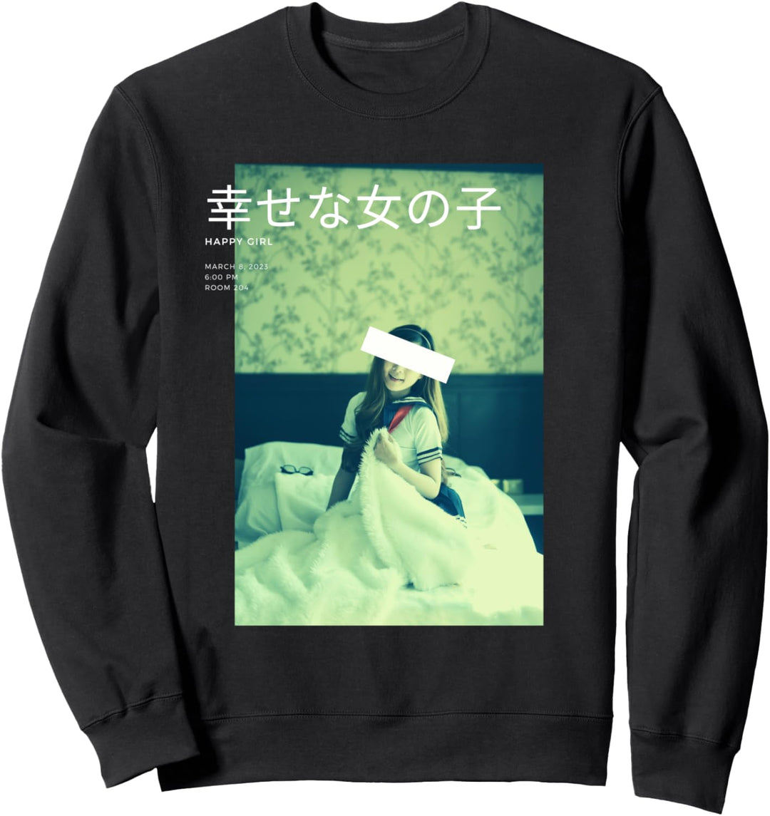 Aesthetic Japanese Vintage Streetwear Fashion Happy Girl Sweatshirt