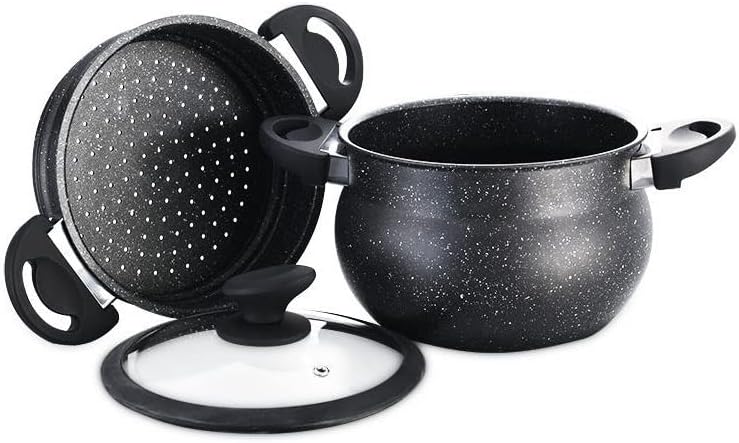 3 tlg Kuskus Topf 12L Dampfgarer COUSCOUS Ø26cm Dampfkocher Gemüse Steamer Induktion Mantykocher