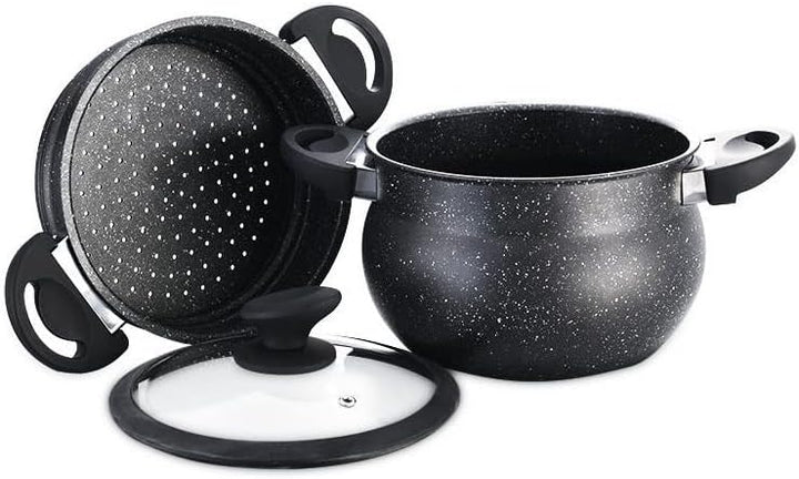3 tlg Kuskus Topf 12L Dampfgarer COUSCOUS Ø26cm Dampfkocher Gemüse Steamer Induktion Mantykocher