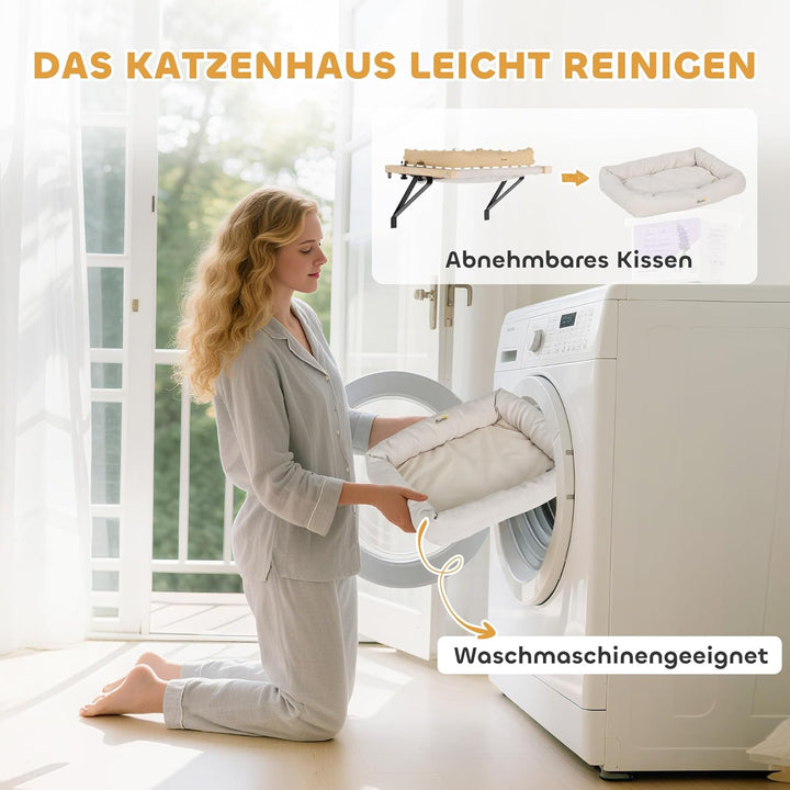 PawHut Heizungsliege, 50x36cm Katzen Katzenliege mit Verstellbarer Halterung, abnehmbarem, maschinen