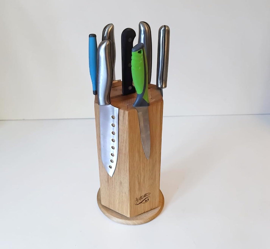 360° Drehbarer Magnetischer Messerblock Magnetisch Messerhalter aus Buchen holz mit starken Magneten