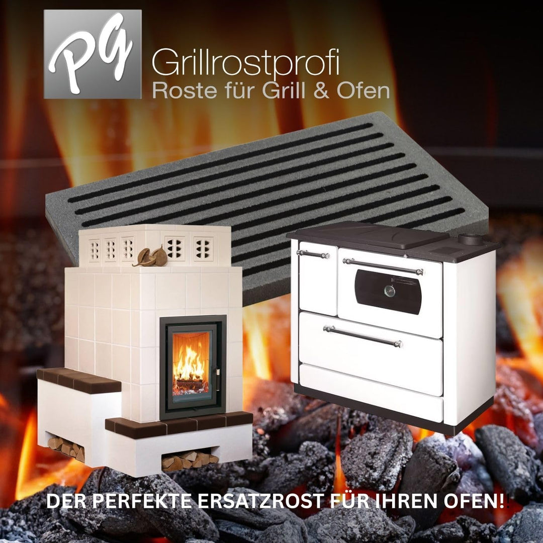 Grillrostprofi Ascherost - Feuerrost - Kohlerost - Kaminrost in Premium-Qualität, Gusseisen, 18 x 28