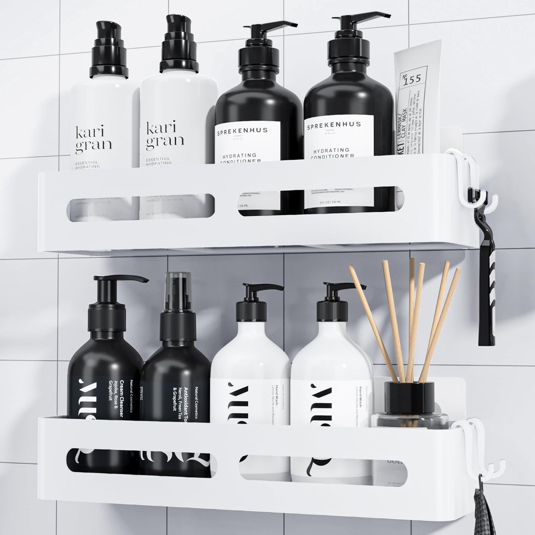 Kitsure Duschablage ohne Bohren - 2er-Pack, Duschregal ohne Bohren mit grosser Kapazität, rostfreies