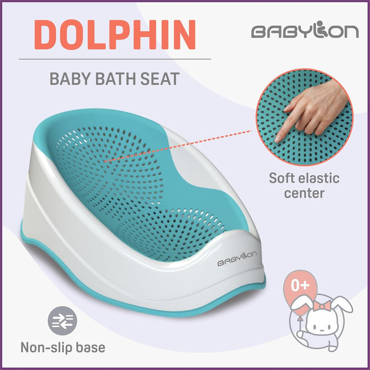BABYLON DOLPHIN Badewannensitz Baby Ab 0-6 Monate – Ergonomisches Kinder Badewanne – Hypoallergen, S
