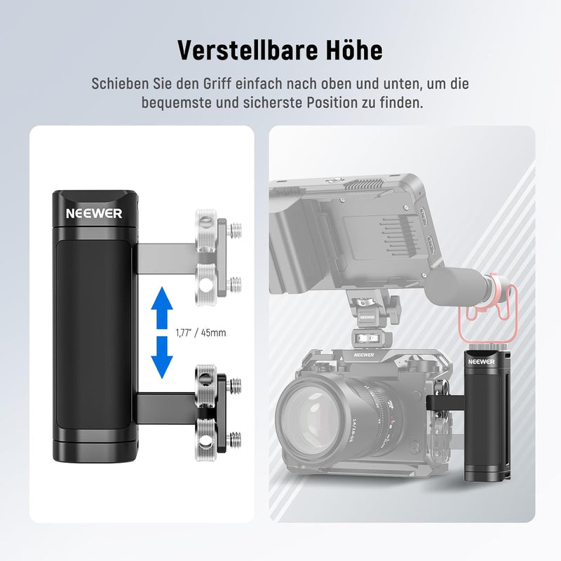 NEEWER Side Handle Kompatibel mit SmallRig NEEWER Kamerakäfig, Leichter Kameragriff mit Zwei 1/4" Sc