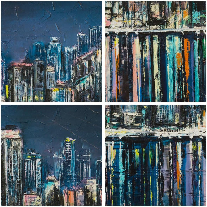 ARTTOR Bilder auf Leinwand 100x70cm Leinwandbild Stadt Aussicht Wasser Gross Wanddeko Bild Schlafzim