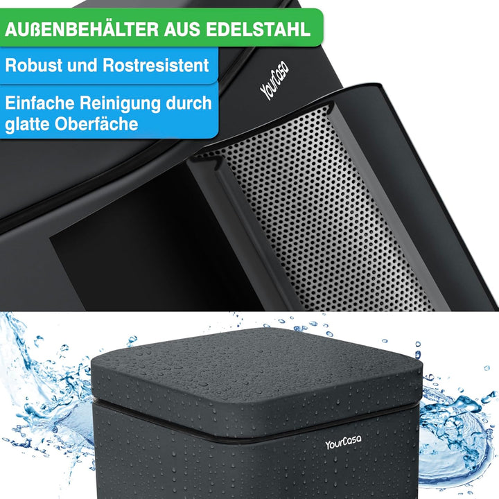 YourCasa® Mülleimer Bad [5L] - Elegantes Design - Badezimmer Mülleimer Klein - Kosmetikeimer Bad Mül