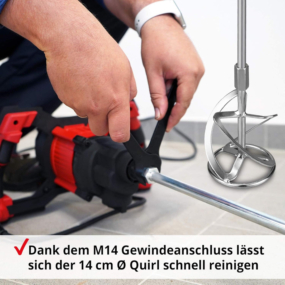 Hecht komfortables Rührwerk mit starken 1800 Watt – robustes 2-Gang-Metallgetriebe - Ideales Rührwer
