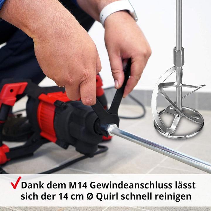Hecht komfortables Rührwerk mit starken 1800 Watt – robustes 2-Gang-Metallgetriebe - Ideales Rührwer