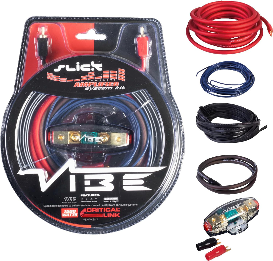 VIBE Audio Slick Verstärker-Verkabelungssatz 8 AWG, VSAWK8-V1 Einzelbett, Einzelbett