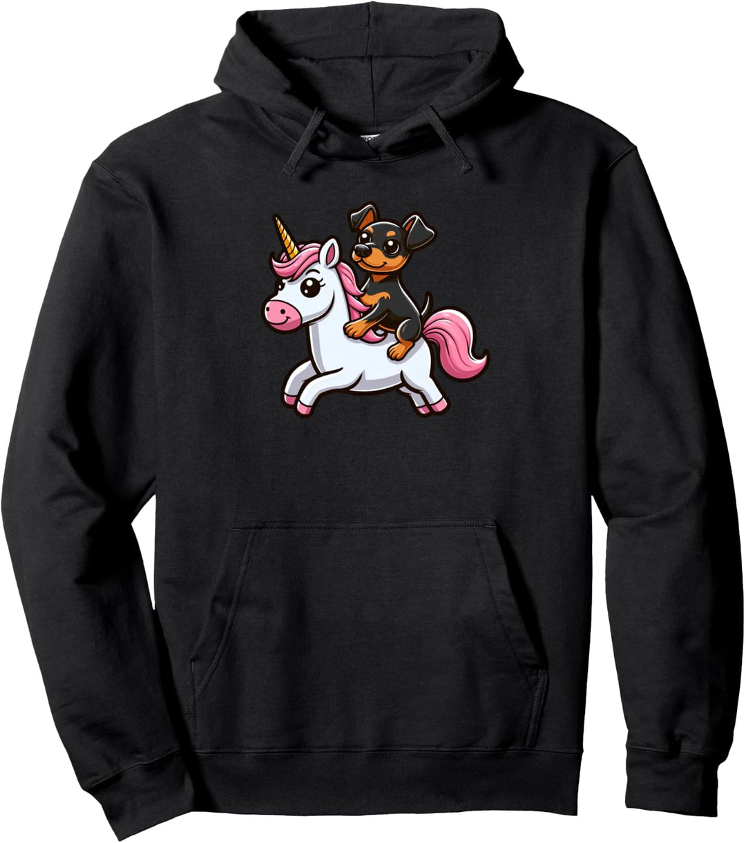 Zwergpinscher Einhorn Lustiger Hund Mythologisch Pullover Hoodie
