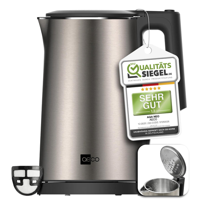 aeco AQA NEO elektrischer Wasserkocher Edelstahl Tee-Kocher Teebereiter electric kettle tea-maker bo