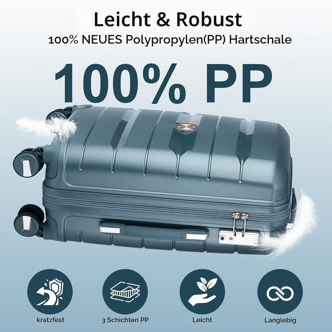 Sea choice Hartschalen Koffer Trolley Erweiterbar Kabinen Handgepäck 100% PP Leicht Reisekoffer mit