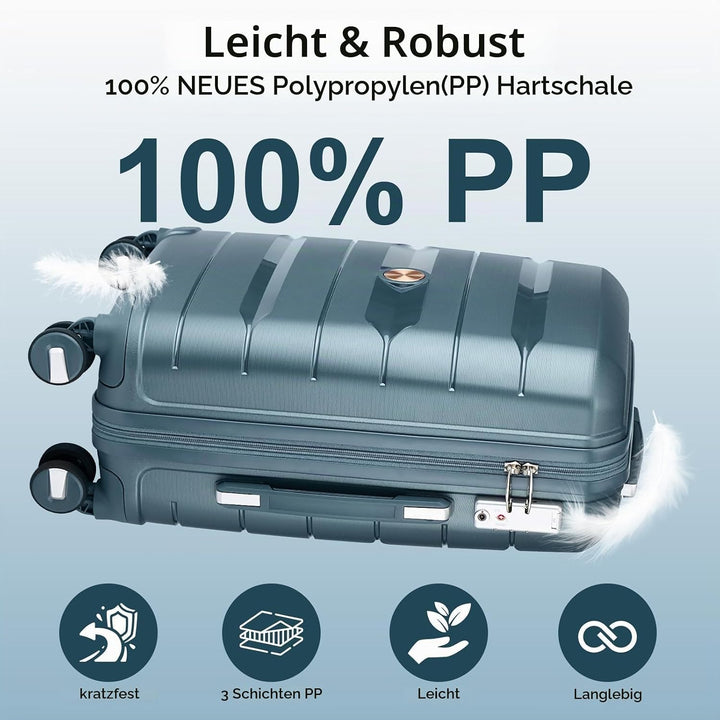Sea choice Hartschalen Koffer Trolley Erweiterbar Kabinen Handgepäck 100% PP Leicht Reisekoffer mit