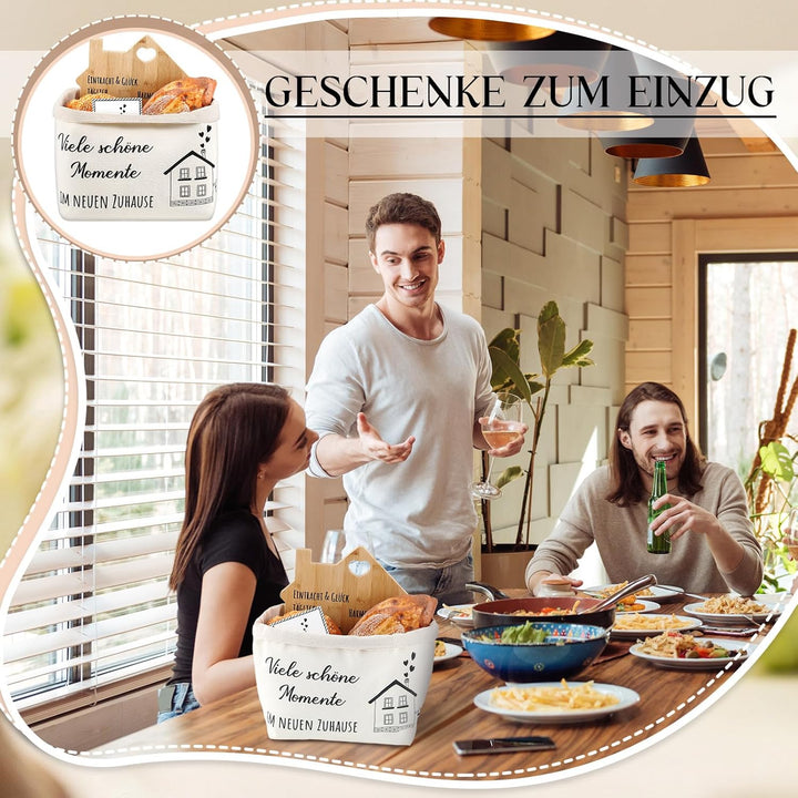Sinmoe Geschenkidee zum Einzug Brotkorb Schneidebrett mit Glückwunschkarte zum Einzug Einzugsgeschen