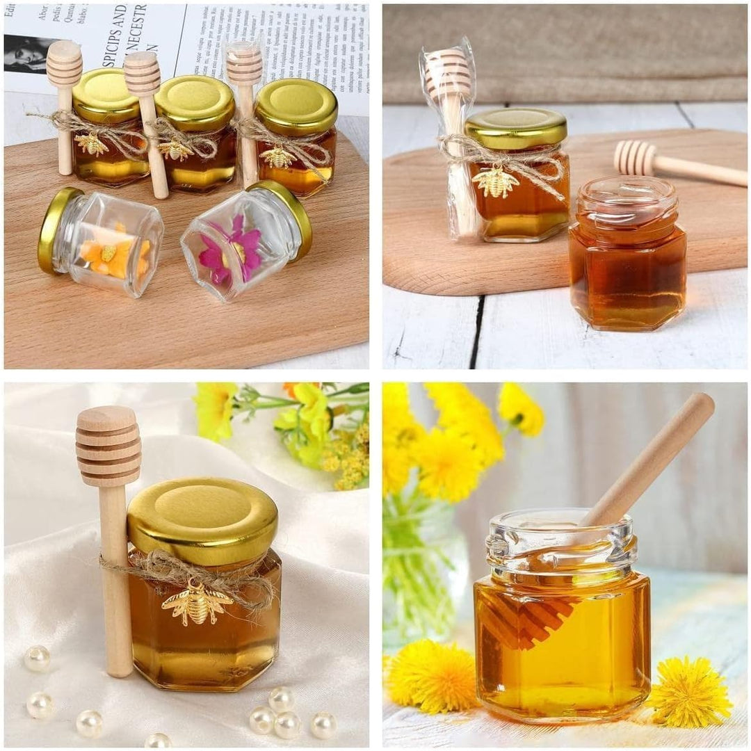 20 Pack Honiggläser, 45ml Mini Glas Honig Marmeladengläser klein mit Honiglöffel, Biene Anhänger, Ju