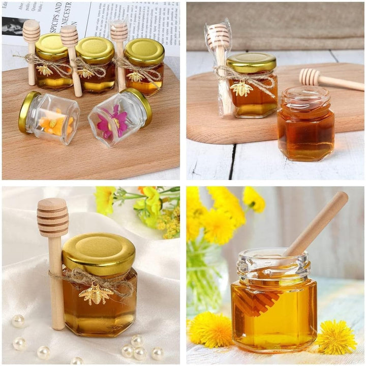 20 Pack Honiggläser, 45ml Mini Glas Honig Marmeladengläser klein mit Honiglöffel, Biene Anhänger, Ju