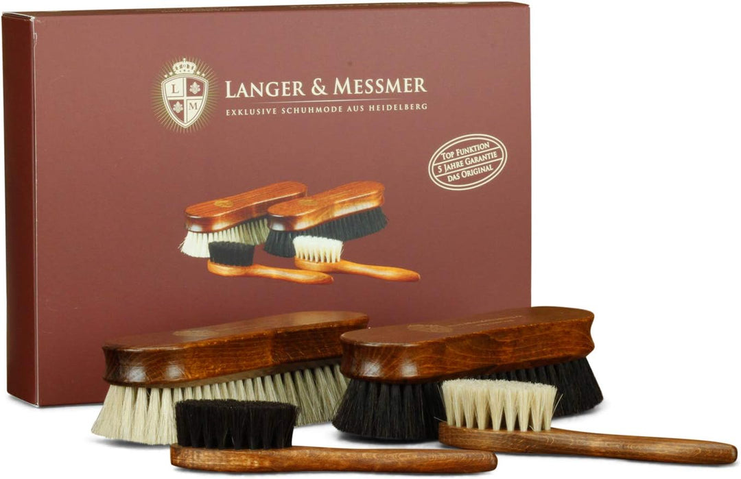 Langer &amp; Messmer 4er-Set Premium Schuhbürsten | Polierbürsten aus Rosshaar - noch dichter besteckt f