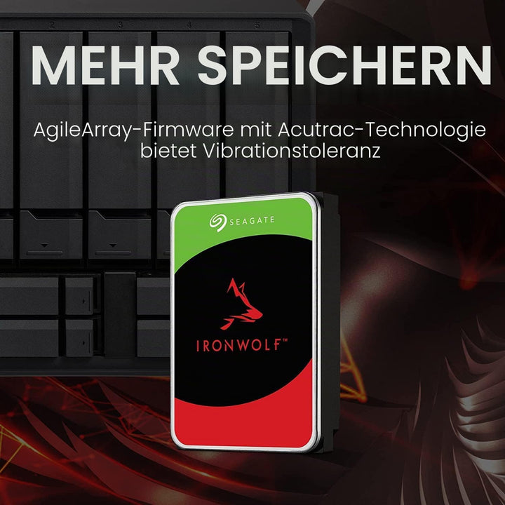 Seagate IronWolf 10TB NAS interne Festplatte HDD - CMR 3,5 Zoll SATA 6Gb/s 7200 RPM 256MB Cache für