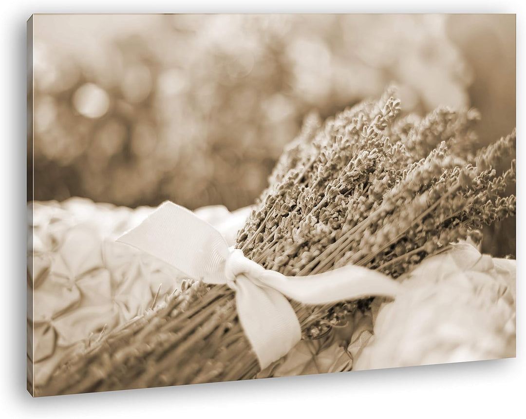 deyoli ein Bündel Lavendel Format: 80x60 Effekt: Sepia als Leinwandbild, Motiv fertig gerahmt auf Ec