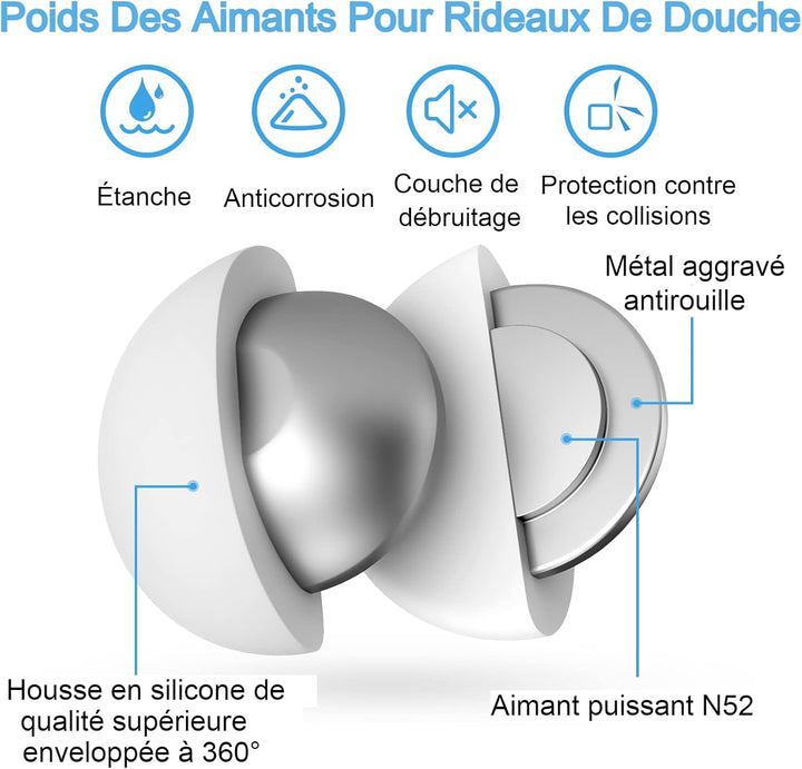 VANZAVANZU Duschvorhang Gewichte, Niemals Rost Duschvorhang Magnete, Silikonbeschichtete Magnete Tis