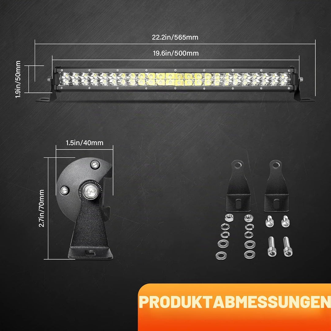 Willpower Led Arbeitsscheinwerfer Bar Traktor 20 Zoll 144W + Magnet Halterungen + Kabelbaum Led Sche