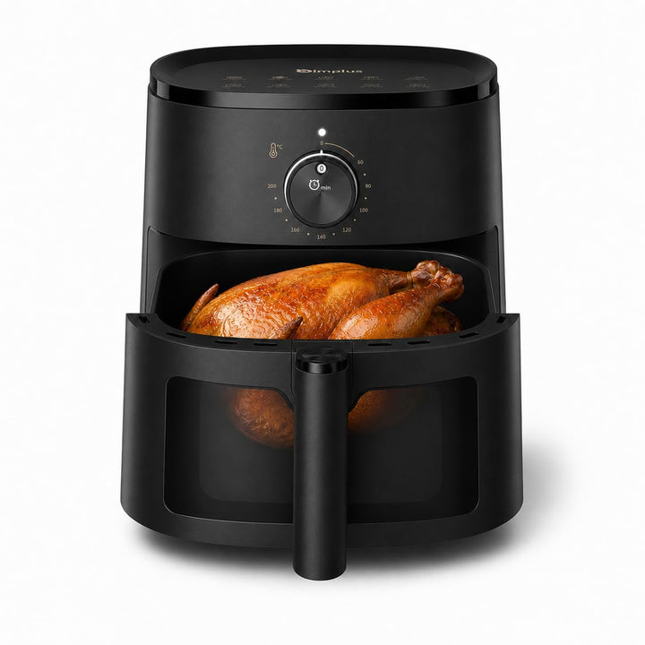 SIMPLUS Heissluftfritteuse 5L mit Sichtfenster, 1300W Airfryer, leise 43,2 dB, platzsparend, Heisslu