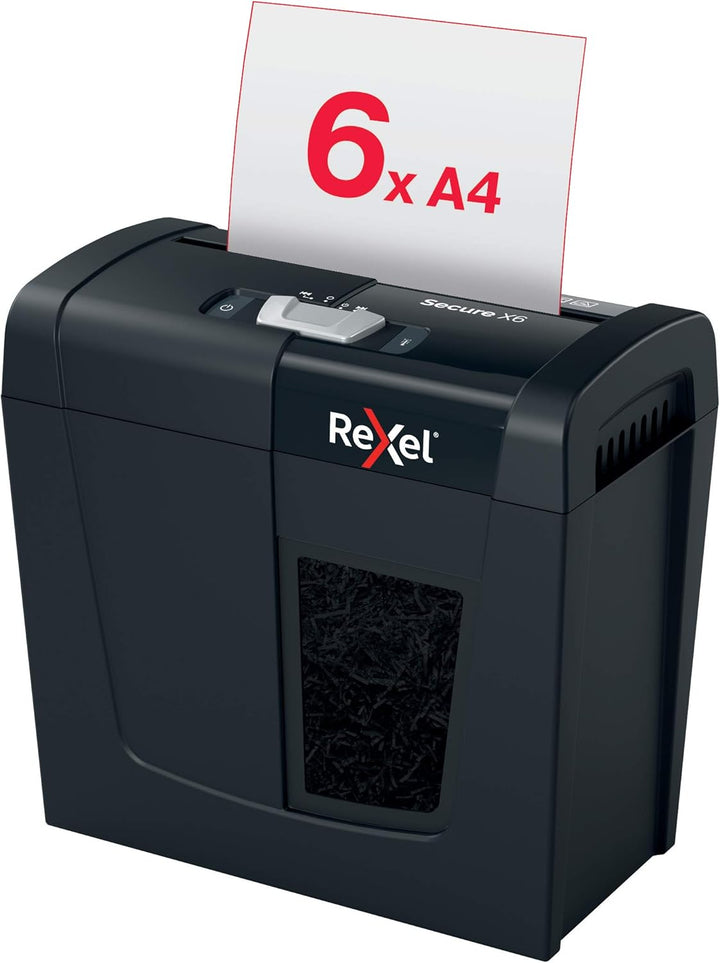 Rexel Aktenvernichter Secure X6, Partikelschnitt, 7-6 Blatt A4 (70-80 g/m²) Kapazität, Sicherheitsst