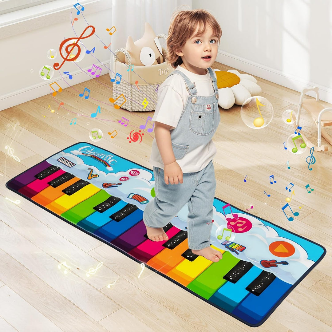 COSTWAY Musikmatte Kinder, Klaviermatte mit 8 Musikinstrumente, Keyboard Tanzmatte mit Aufnahme & Wi