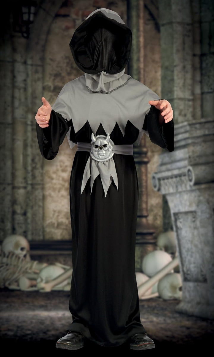 Boland - Kostüm für Kinder Skull Dämon, Kleid mit Kapuze und Gürtel, Halloween, Horror, Mottoparty,