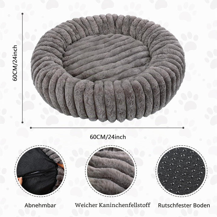 Katzenbett, Rund Katzennest, Donut Haustierbett Tierbett Kleine Hundebett Waschbarer Flauschiges Ind