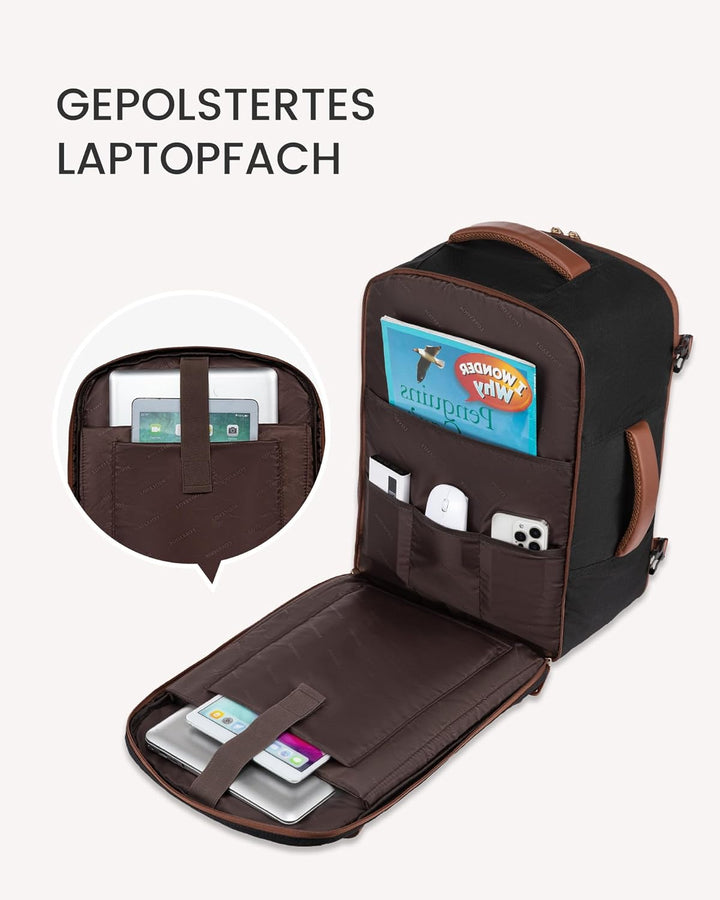 LOVEVOOK Reiserucksack Handgepäck Flugzeug, 40L Reise Rucksack Damen mit 17,3 Zoll Laptopfach, Gross