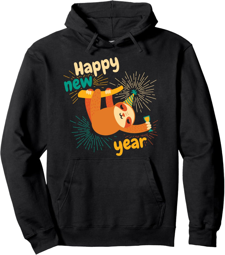 Silvester Party Outfit Happy New Year Faultier Pullover Hoodie