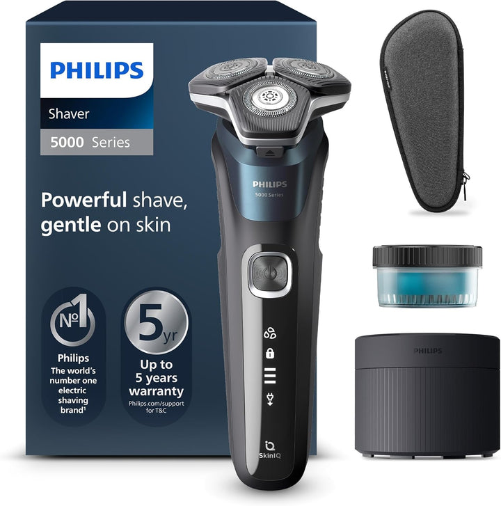 Philips Shaver Series 5000 – Elektrischer Nass- und Trockenrasierer mit SkinIQ Technologie, ausklapp