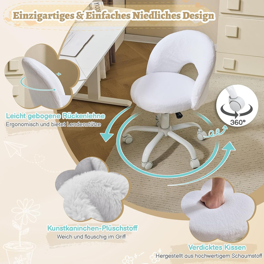 Bonnlo Homeoffice Stuhl, Schreibtischstuhl, Schminktisch Stuhl, Bürostuhl ohne Armlehnen, Drehstuhl