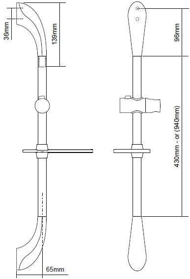 Triton Showers TSKJOSHWC Joshua Riser-Schiene, Wandhalterung, 62,2 cm Höhe, Weiss/Chrom Weiss / Chro