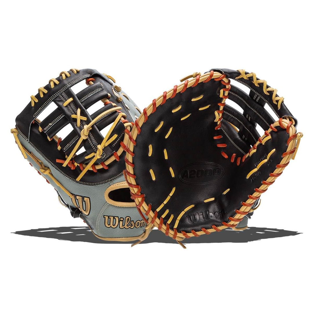 WILSON A2000 Baseball-Handschuh-Serie Linke Hand Wurf First Base SuperSkin Handschuh, 31,8 cm, Grau/