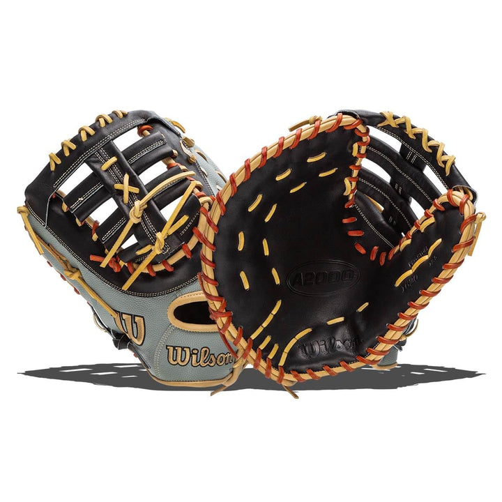 WILSON A2000 Baseball-Handschuh-Serie Linke Hand Wurf First Base SuperSkin Handschuh, 31,8 cm, Grau/