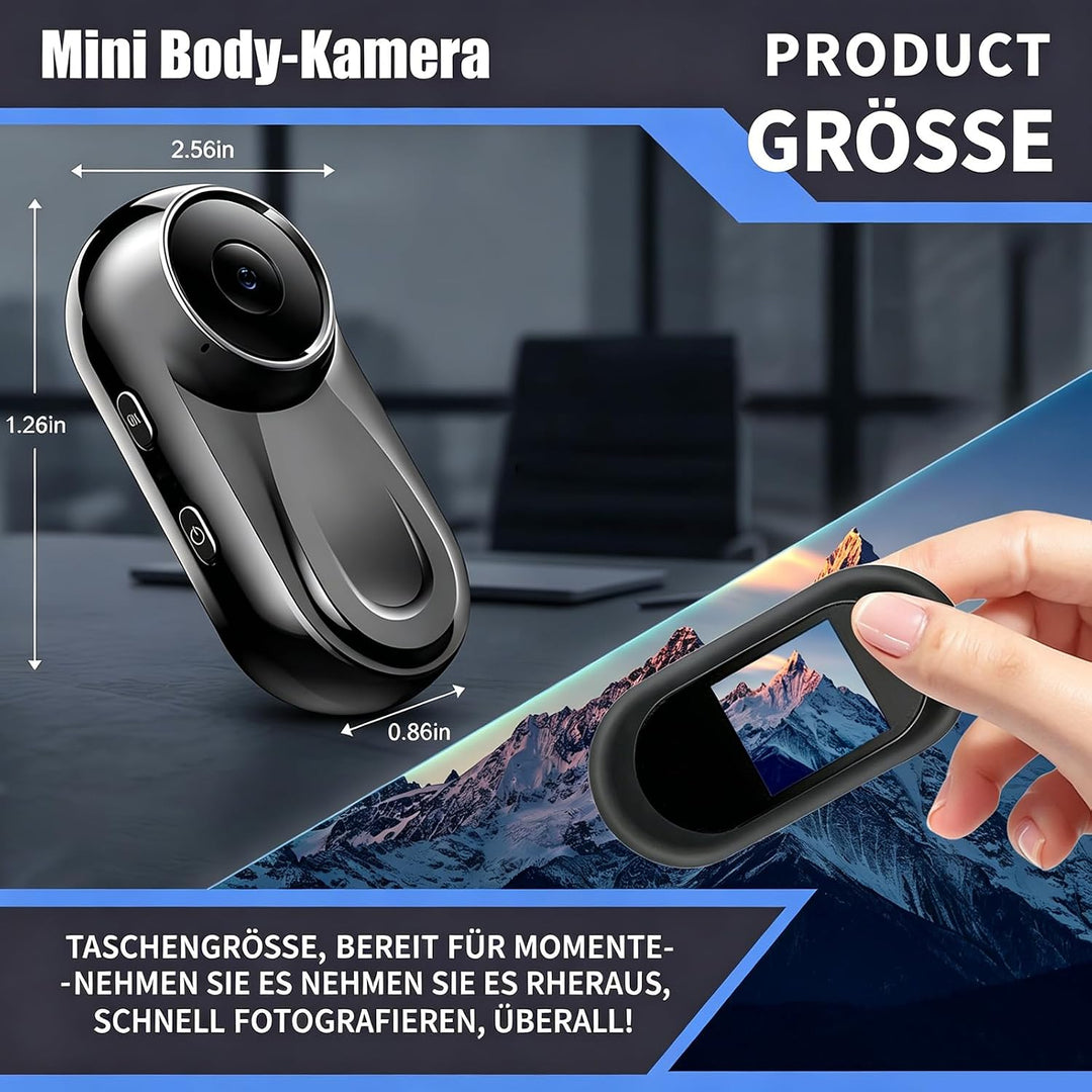 Mini Action Cam 1080P,Action Camera,Tragbare Kamera mit 360° Drehbarem Clip und Magnetclip,Mini K-Am
