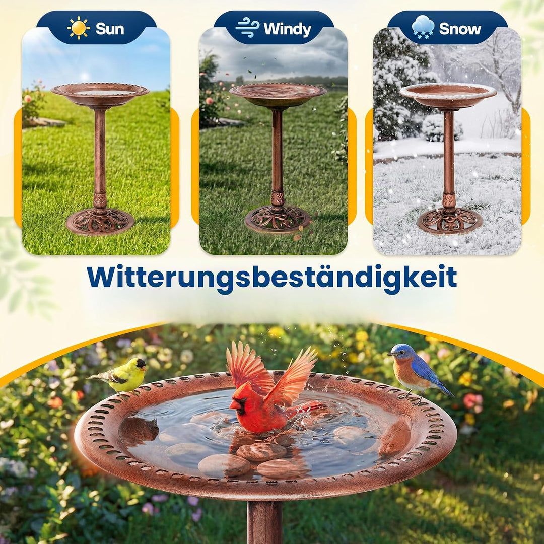 VIVOHOME Vogeltränke 71cm hoch Polyresin leicht antike Optik für Aussenbereich Antike Bronze, Antike