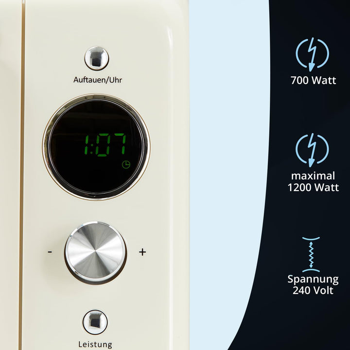KHG Mikrowelle MW-20R2(C) 20L aus Metall in creme, 8 Automatikprogramme, 6 Mikrowellenleistungen, bi