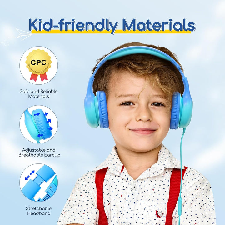 EarFun Kinder Kopfhörer, Kopfhörer Kinder USB C, 85/94dB Lautstärkenbegrenzer, HiFi Klang, faltbar,