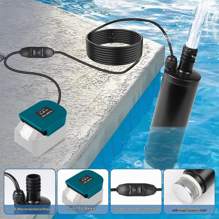 CPROSP Sumpfpumpe Kompatibel mit Makita 18V Batterie (Keine Batterie), Wasserpumpe 30L/min, Transfer