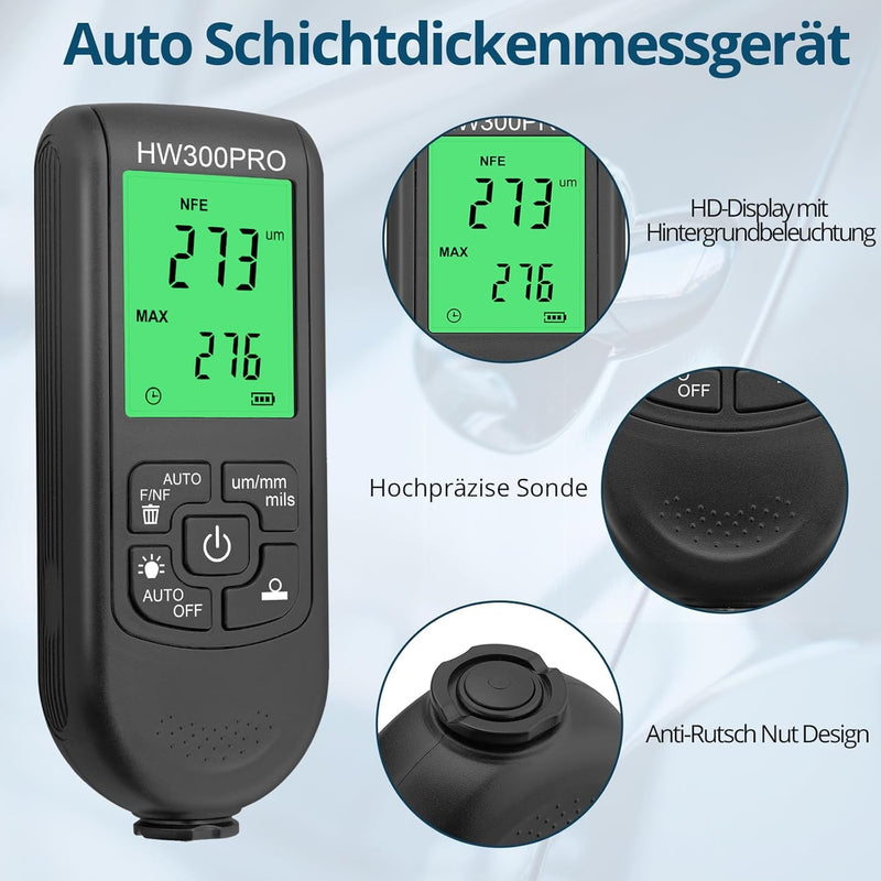 ALLmeter Schichtdickenmessgerät lackschichtdickenmessgerät Lackmessgerät Auto Messbereich 0 bis 2000