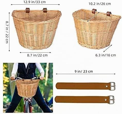 EIRONA Wicker D-förmiger Fahrradkorb Vorderer Lenker Fahrrad Aufbewahrungskorb für Erwachsene Wasser
