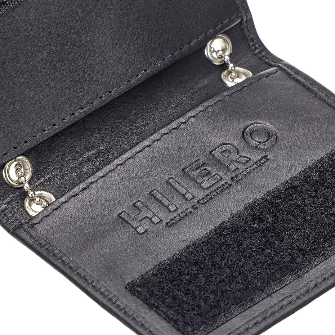 Ausweismappe Ovalfenster/Leder inkl. Metallkette/Prägung, Onsesize Schwarz Onsesize, Schwarz Onsesiz