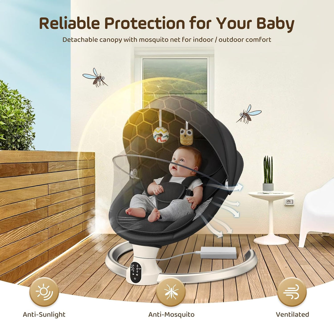 Brolteja Baumwolle Babywippe,Elektrische Babywippe mit Anpassung der APP-Steuerung,Elektrische Babys