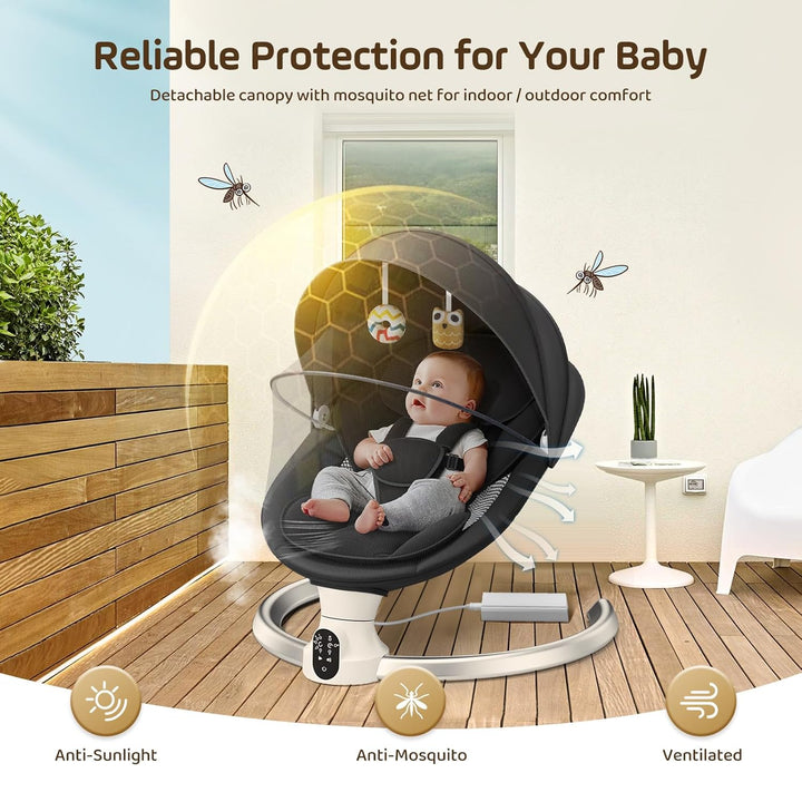 Brolteja Baumwolle Babywippe,Elektrische Babywippe mit Anpassung der APP-Steuerung,Elektrische Babys