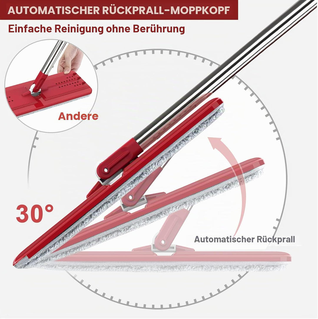 BOSHENG Wischmopp und Eimer mit Auswringer-Set, freihändiger flacher Bodenwischer und Eimer, 3 wasch